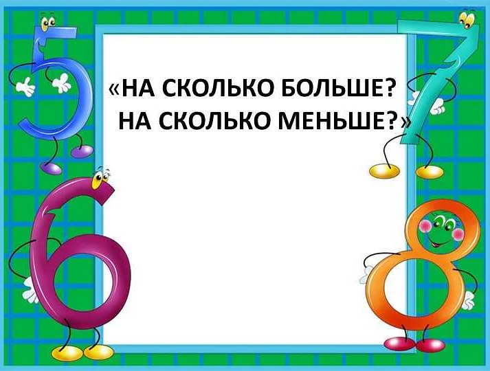 Конспект урока по математике на тему "На сколько больше, на сколько меньше" для учеников 1 класса в российской школе