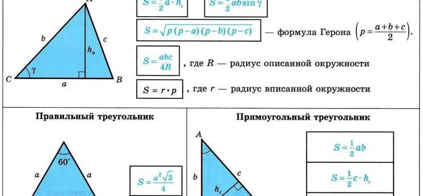 Примеры вычисления площади треугольника